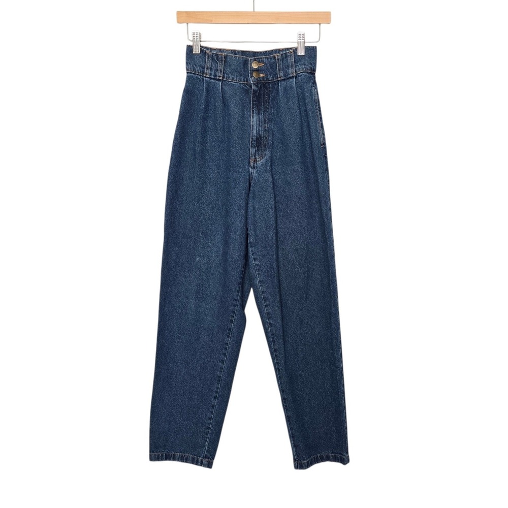 Lucy & Yak Organic Cotton High Waisted Mom Jeans Dark Wash Blue W26 L30 3033
